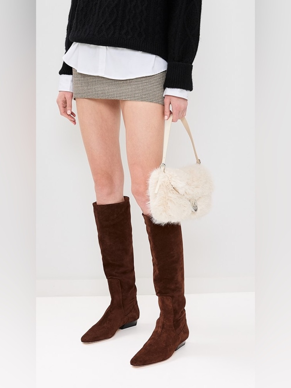 Staud NWOB 37 Wally Flat Knee High Boots Mahogany Suede Brown